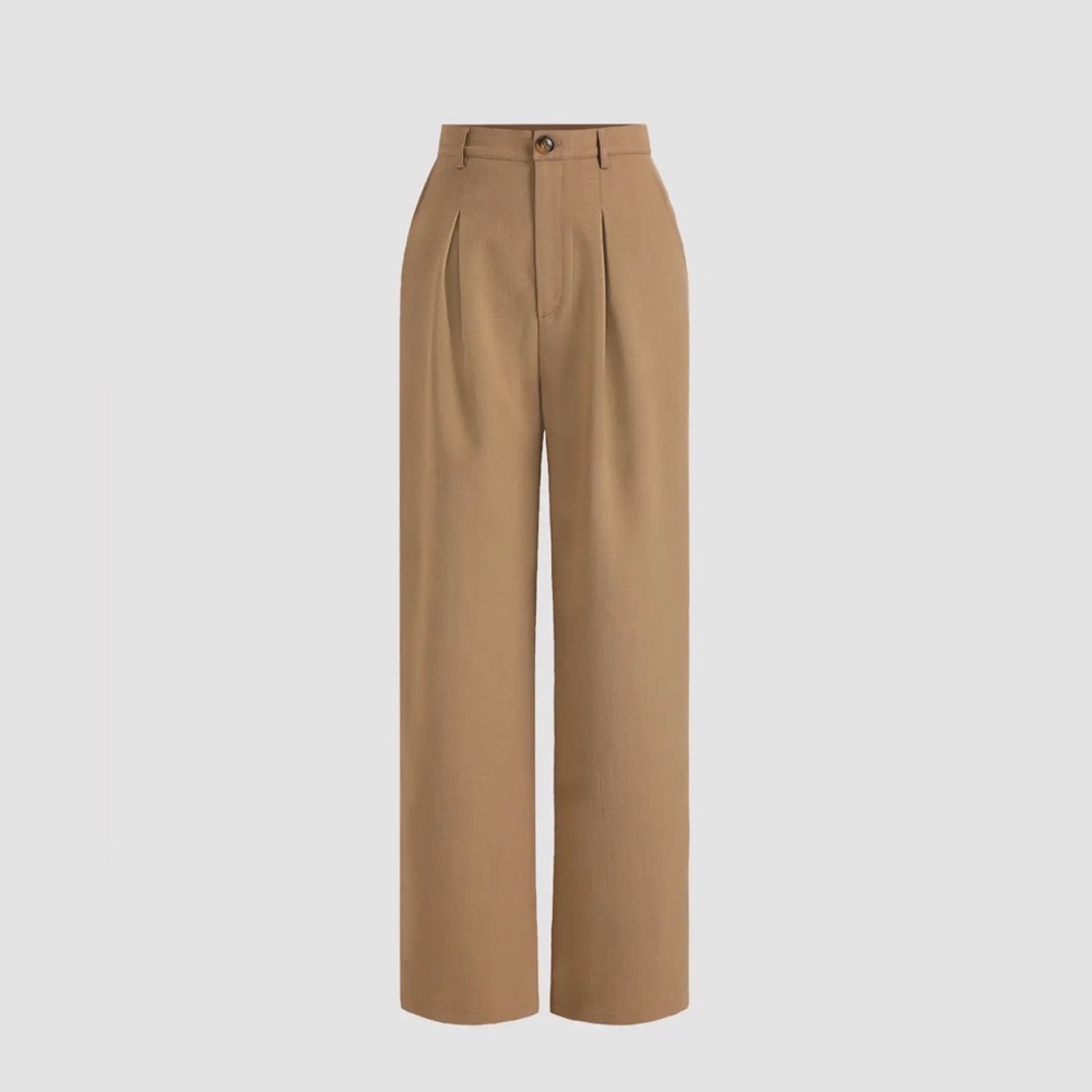 High-Waist Wide Leg Trousers in Camel